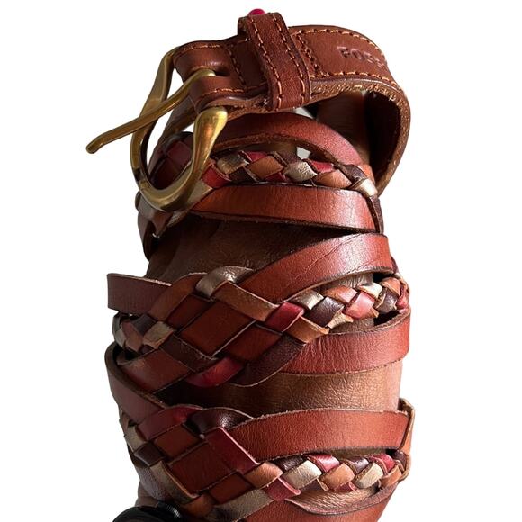 Fossil | Casual Brown Boho Woven Leather Boho Belt Size Medium - Picture 2 of 6